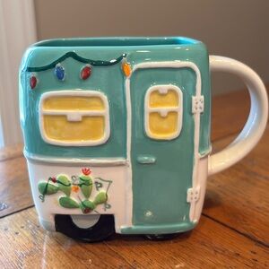 RV Camper Christmas Mug Square Cup Christmas Lights and Wreath by Tag